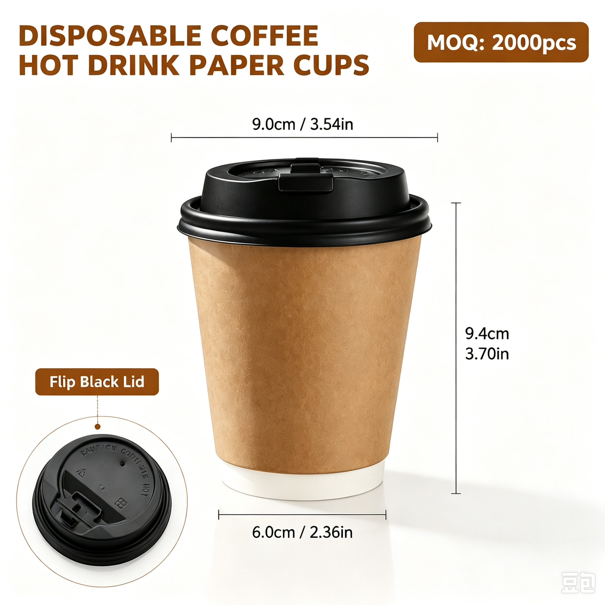 10oz (330ml) Paper Coffee Cups with Lids – Disposable Hot Drink Cups for Cafes & Takeaway