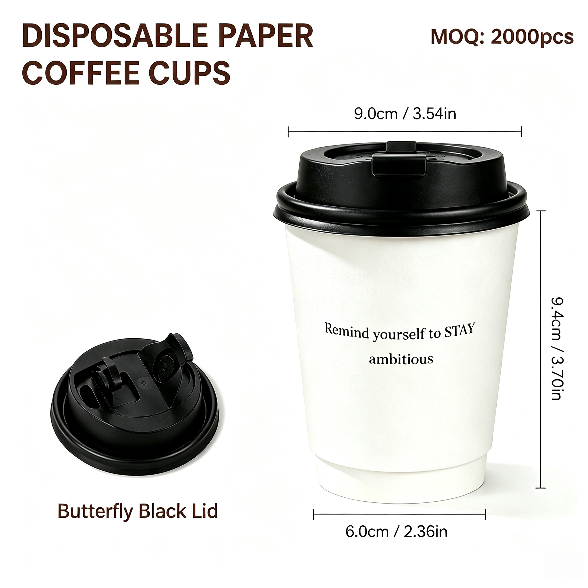 10oz (330ml) Paper Coffee Cups with Lids – Disposable Hot Drink Cups for Cafes & Takeaway