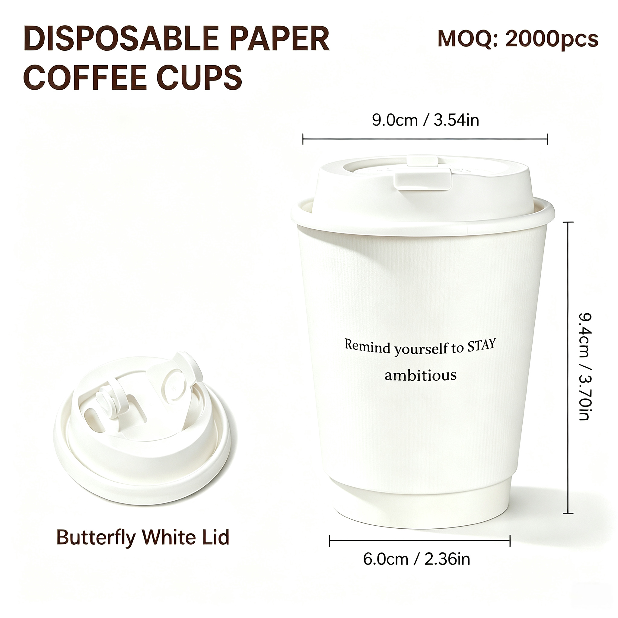 10oz (330ml) Paper Coffee Cups with Lids – Disposable Hot Drink Cups for Cafes & Takeaway