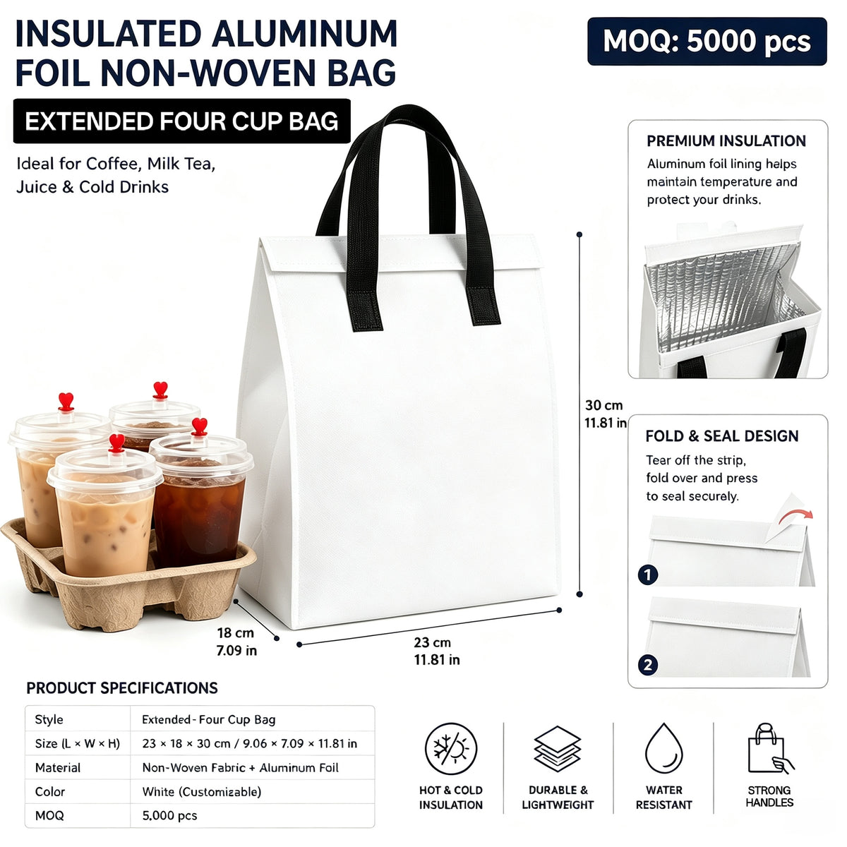 Custom Insulated Aluminum Foil Non-Woven Carry Bags