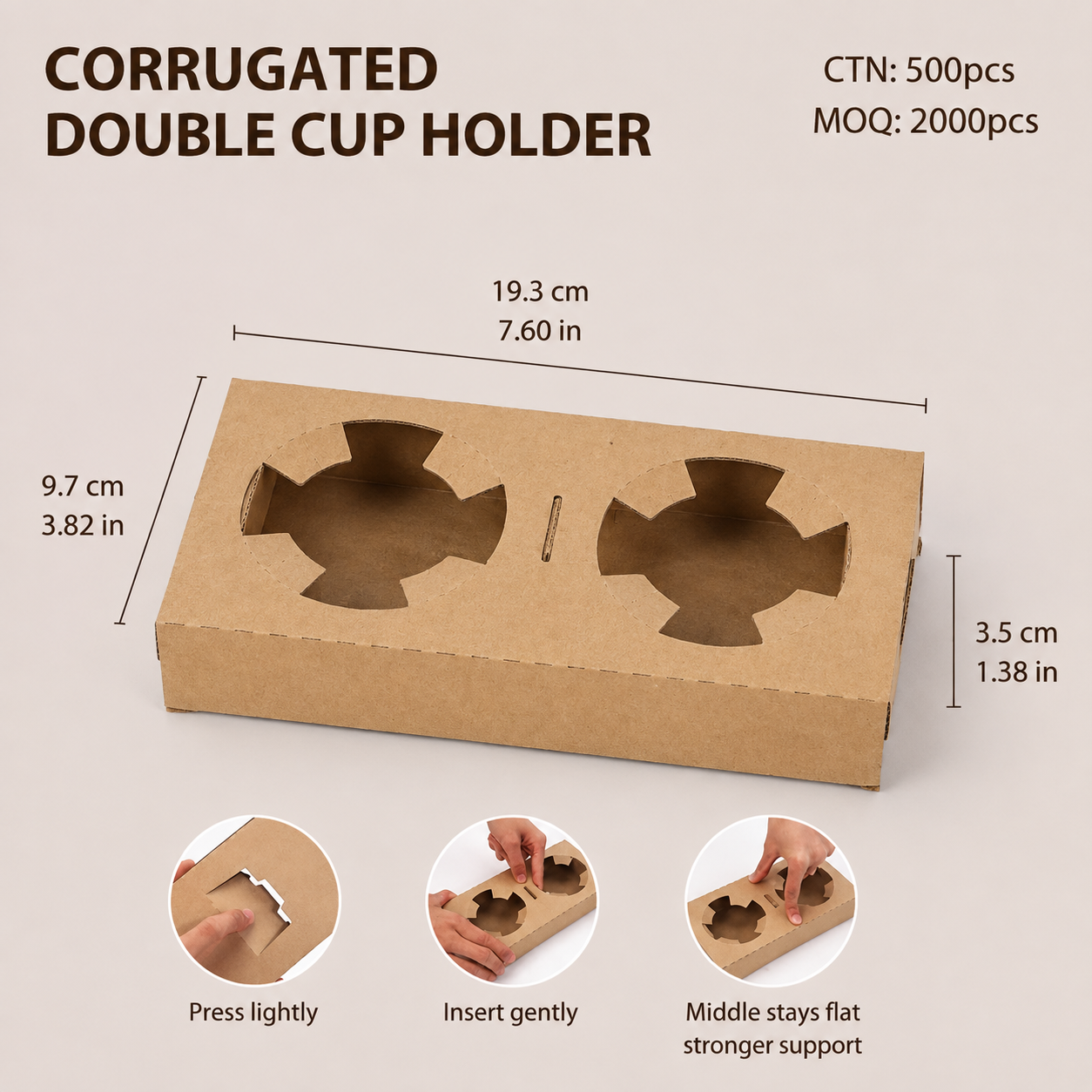 Eco-Friendly Biodegradable Pulp Cup Holder for Coffee & Beverage Takeaway