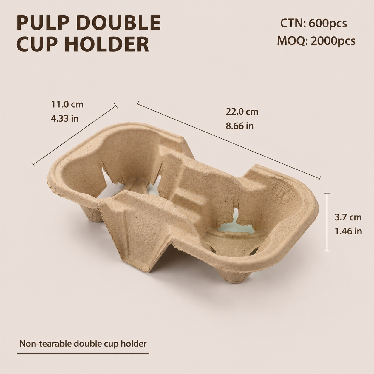 Eco-Friendly Biodegradable Pulp Cup Holder for Coffee & Beverage Takeaway