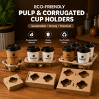 Eco-Friendly Biodegradable Pulp Cup Holder for Coffee & Beverage Takeaway