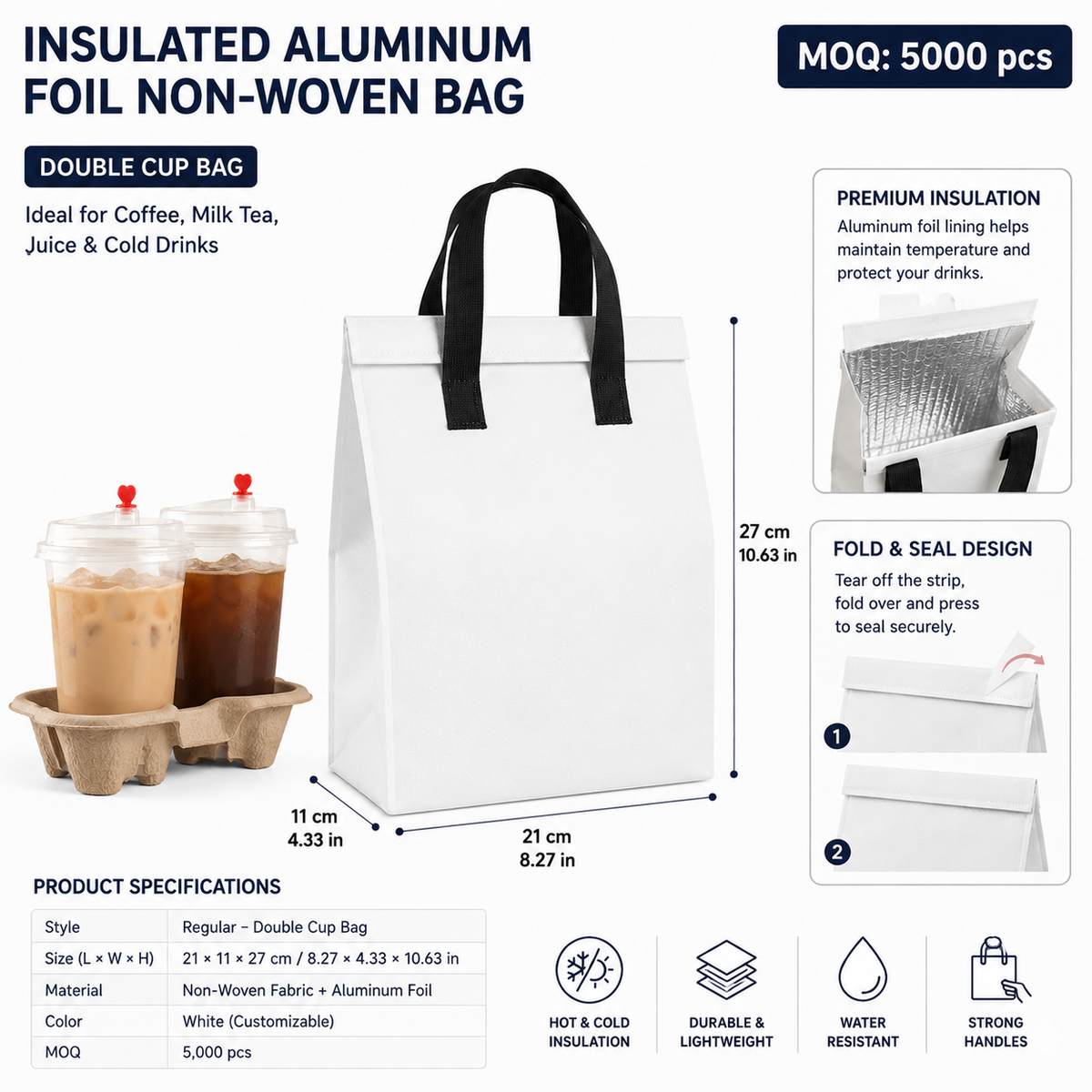 Custom Insulated Aluminum Foil Non-Woven Carry Bags