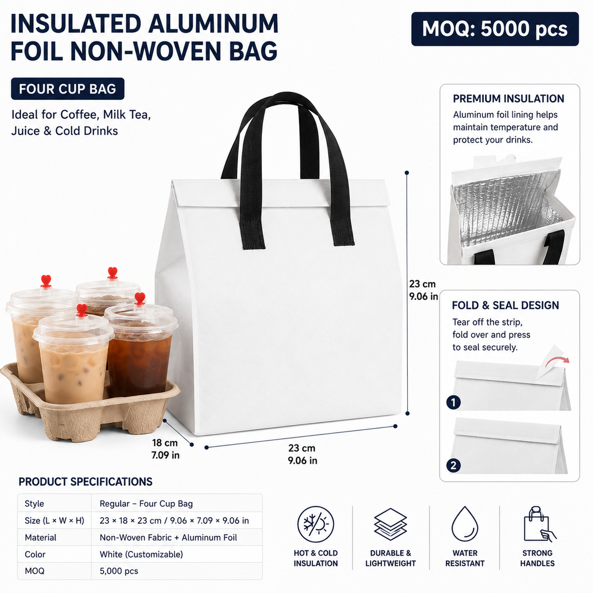 Custom Insulated Aluminum Foil Non-Woven Carry Bags