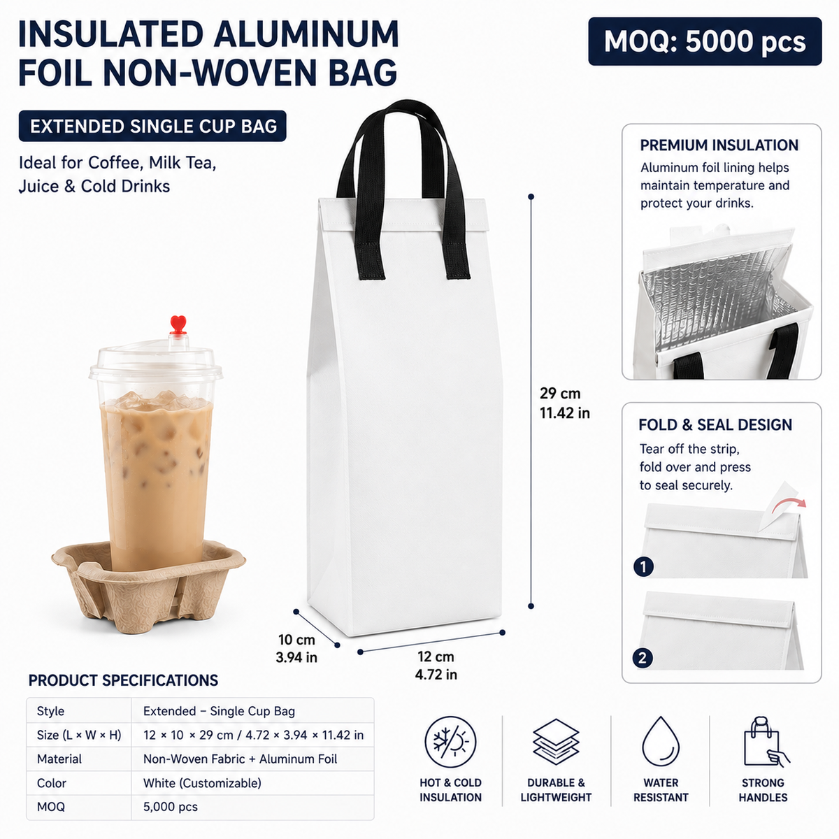 Custom Insulated Aluminum Foil Non-Woven Carry Bags
